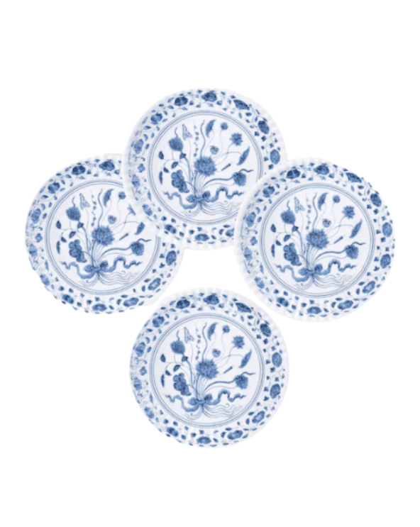 Blue Botanical Melamine Plates