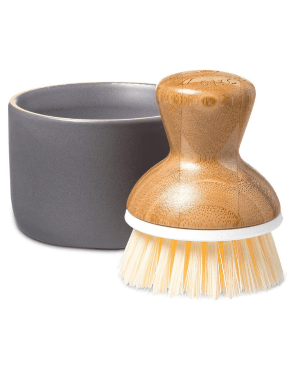 Ceramic Soap Dispenser & Bamboo Dish Brush