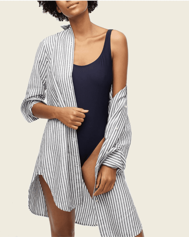 Button-Up Beach Cover-Up In Linen-Cotton