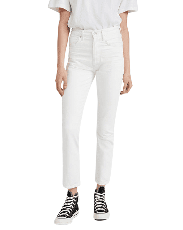 Charlotte High Rise Straight White Jeans