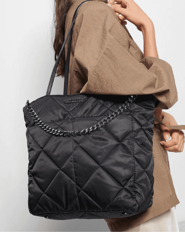 MZ Wallace Black Quilted Bowery Quatro Tote