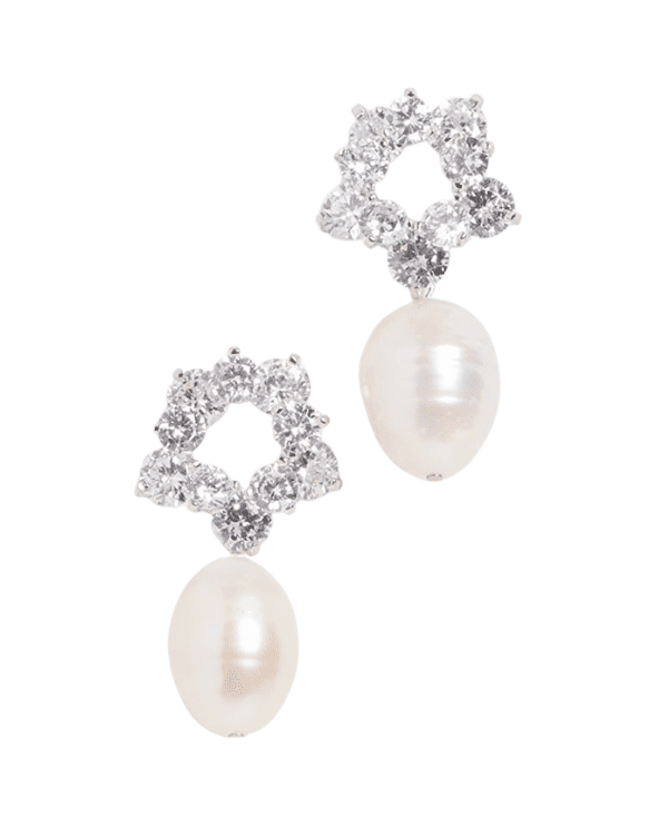 Diamond Pearl Drop Earrings
