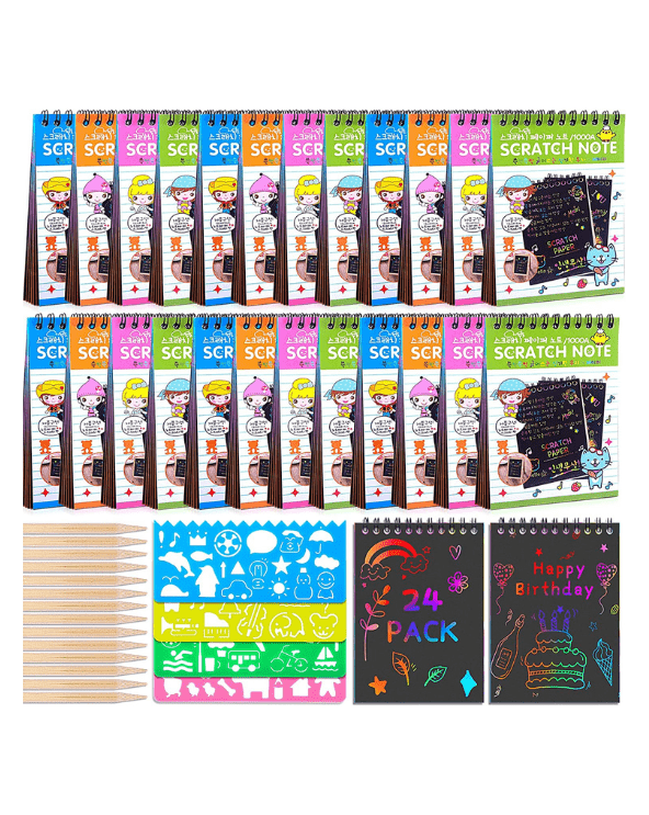 24 Pack Rainbow Scratch Paper Notebooks