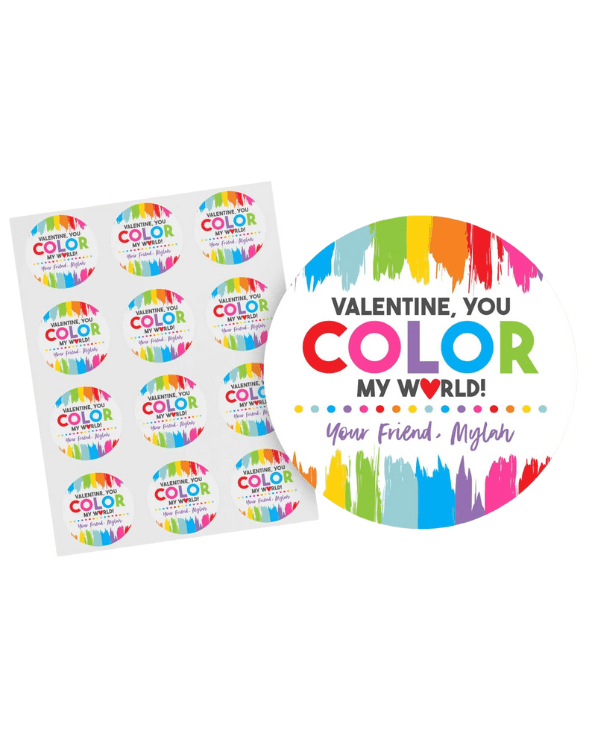 Personalized Valentine’s Day Color Stickers