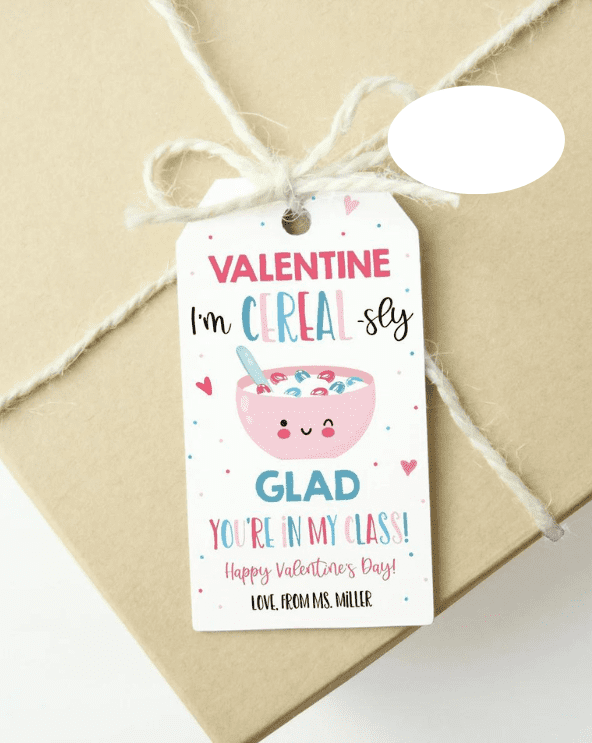 Valentine Cereal Printable Gift Tag