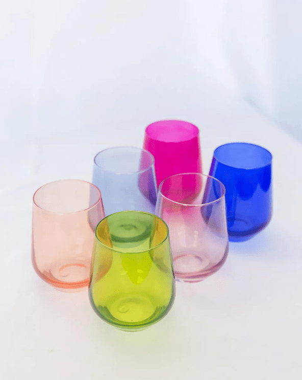 Colored Glass Stemless Set