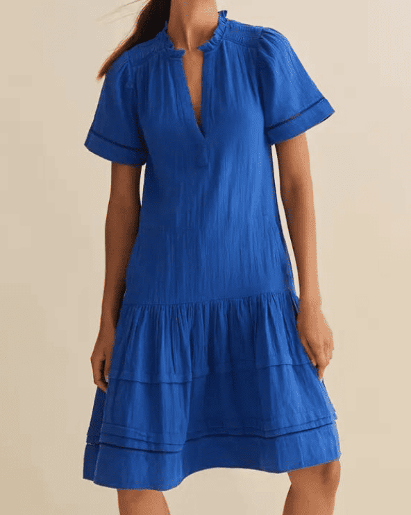 Cheesecloth Pleat Detail Swing Dress