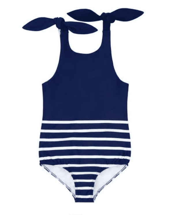 Girls Navy Stripe Swim