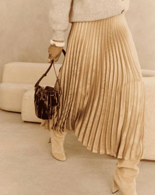 Sezane Pleated Dune Skirt
