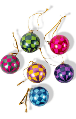 Jewel Checkered Ball Ornaments