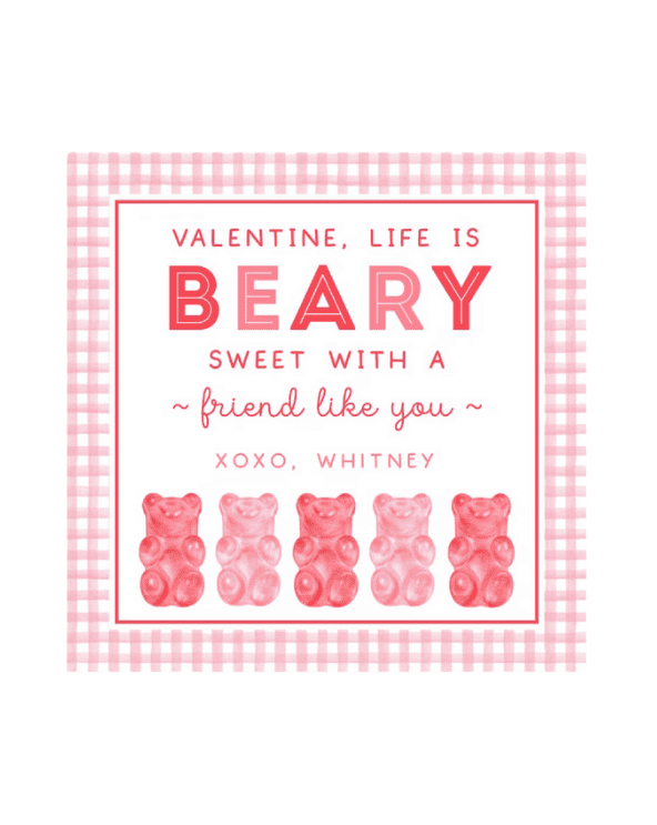 Printable Gummy Bear Valentine’s