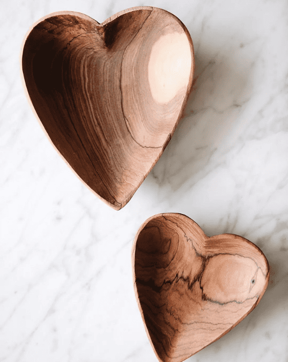Wood Heart Serving Plates