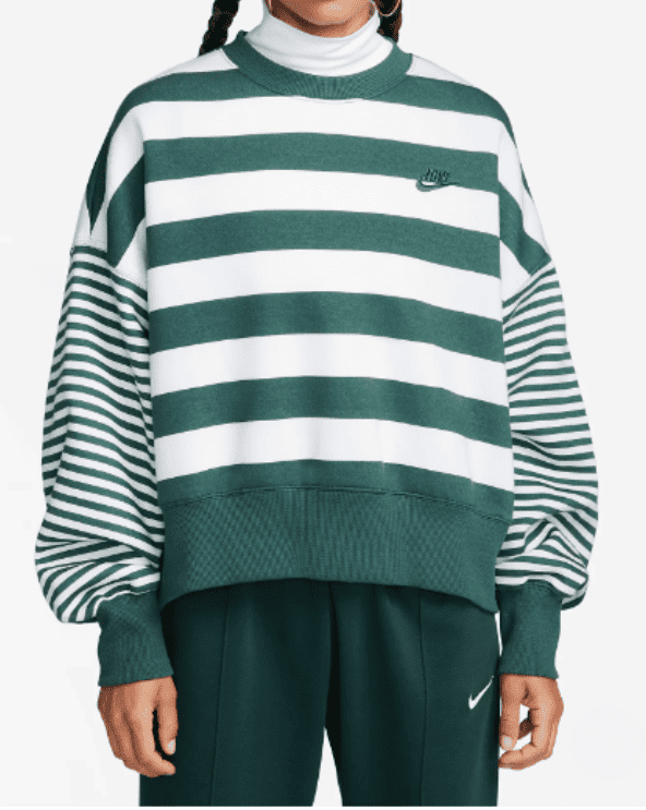 Oversized Striped Crew-Neck Sweatshirt