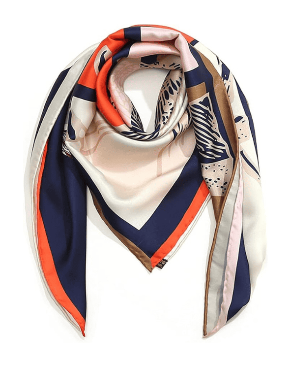 Navy and Red Silk Scarf