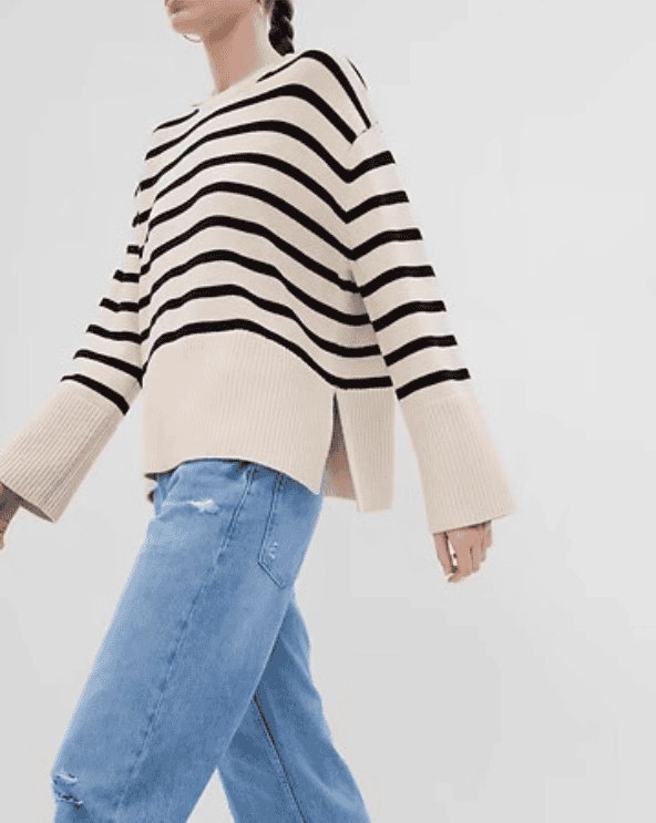 Split-Hem Crewneck Sweater