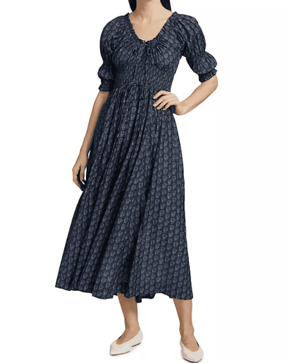 Ischia Printed Smocked Midi-Dress