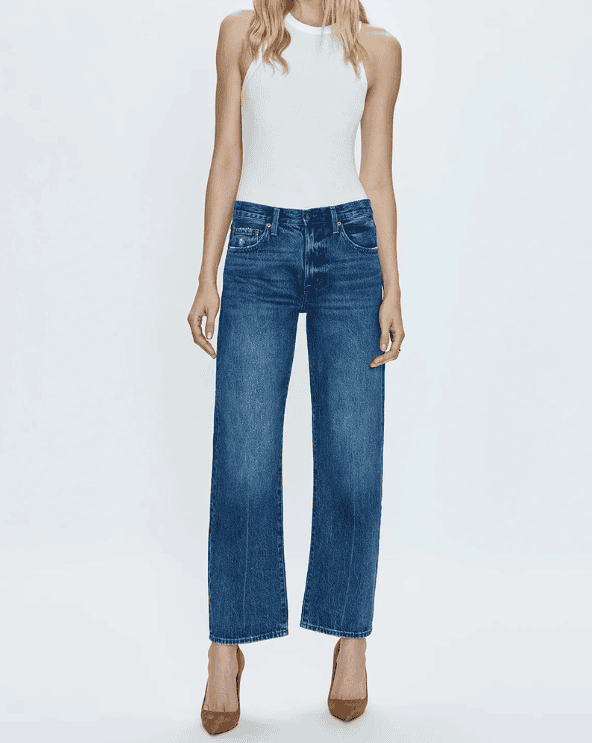 Pistola Mid Rise Bowed Straight Jean