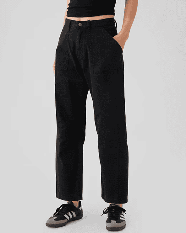 Mid Rise Twill Barrel Pants