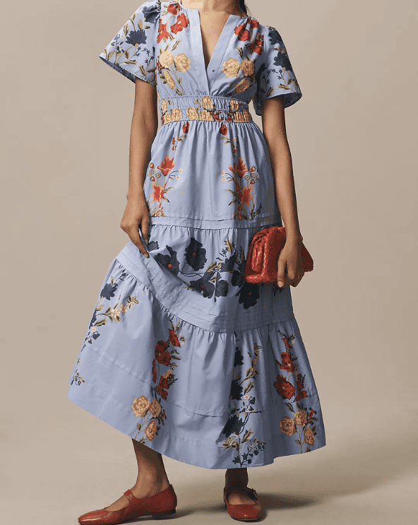 Blue Floral Somerset Maxi Dress