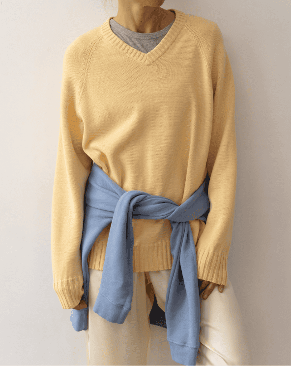 Cotton Knit V-Neck Sweater