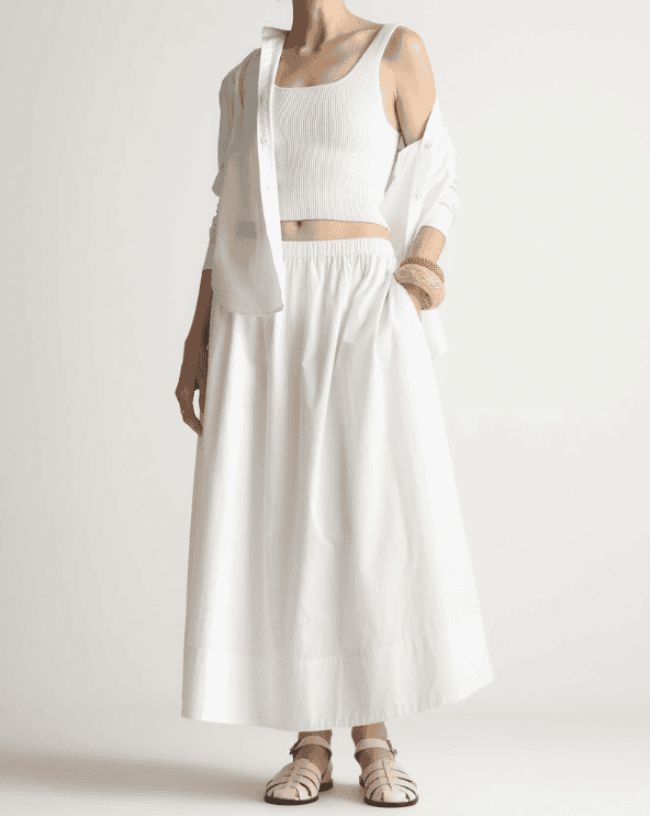Poplin A-line Maxi Skirt