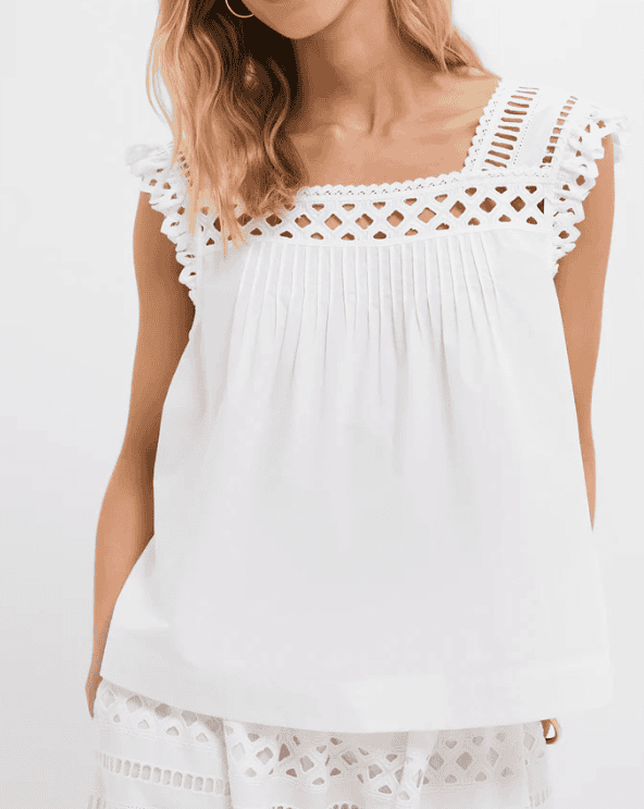 White Cotton Eyelet Rue Blouse