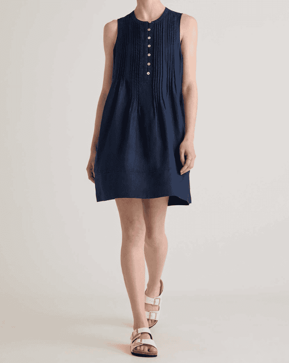 European Linen Sleeveless Swing Dress