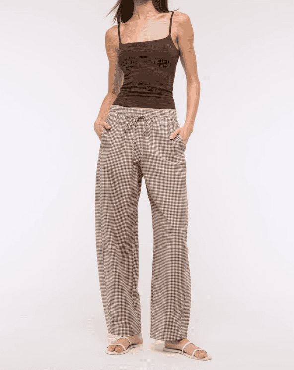 Gingham Barrel Pull-On Pant