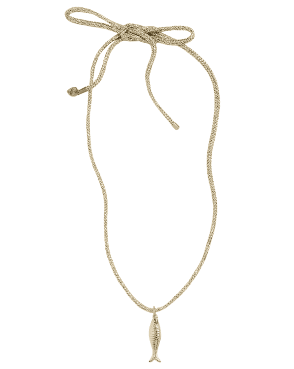 Gold Metallic Necklace Cord and Fish Charm