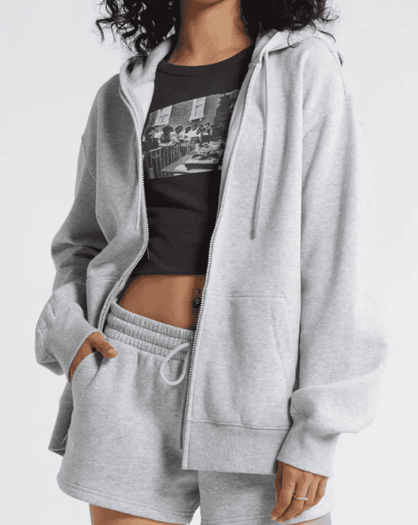 Oversize Zip Fleece Hoodie