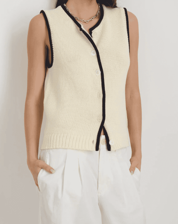 Bridget Tipped Vest in Cotton