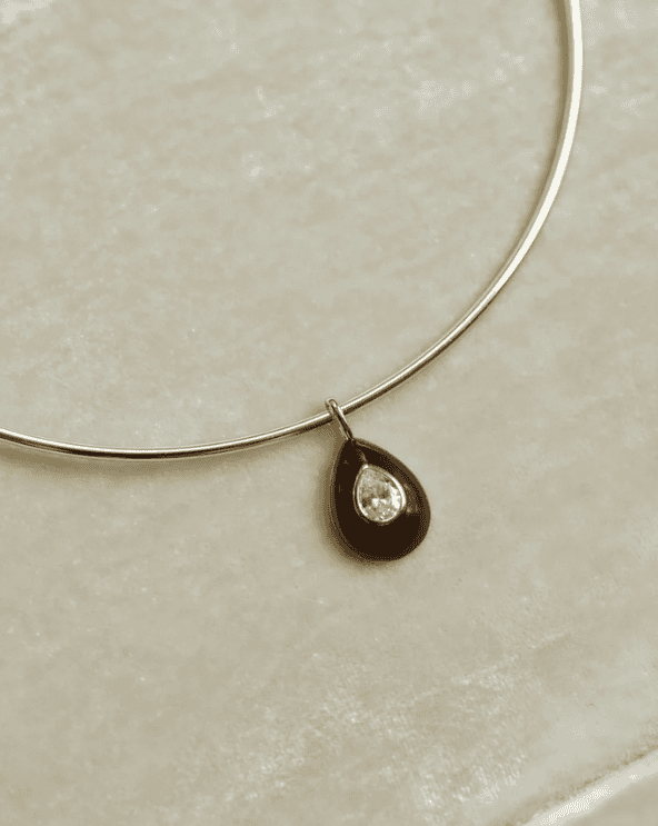 Chocolat Enamel Teardrop Bezel Charm