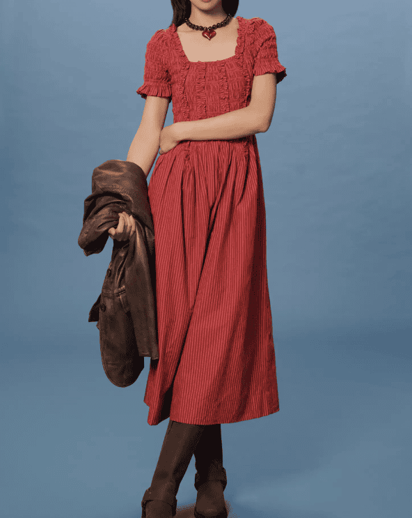 Shirred Midi Dress