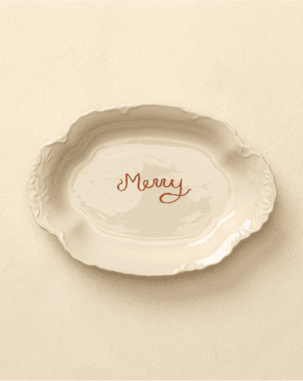 Merry Stoneware Scalloped Platter