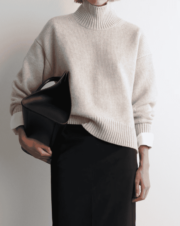Chunky Funnel Neck Wool Sweater