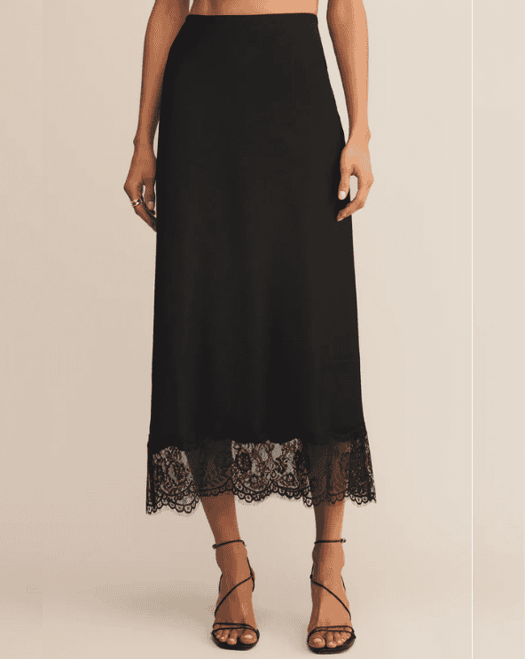 Cinder Lace Satin Midi Skirt