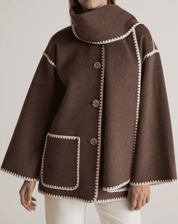 Double-Faced Merino Wool Scarf Coat