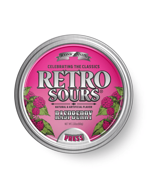 Retro Sours Raspberry Candy Tin