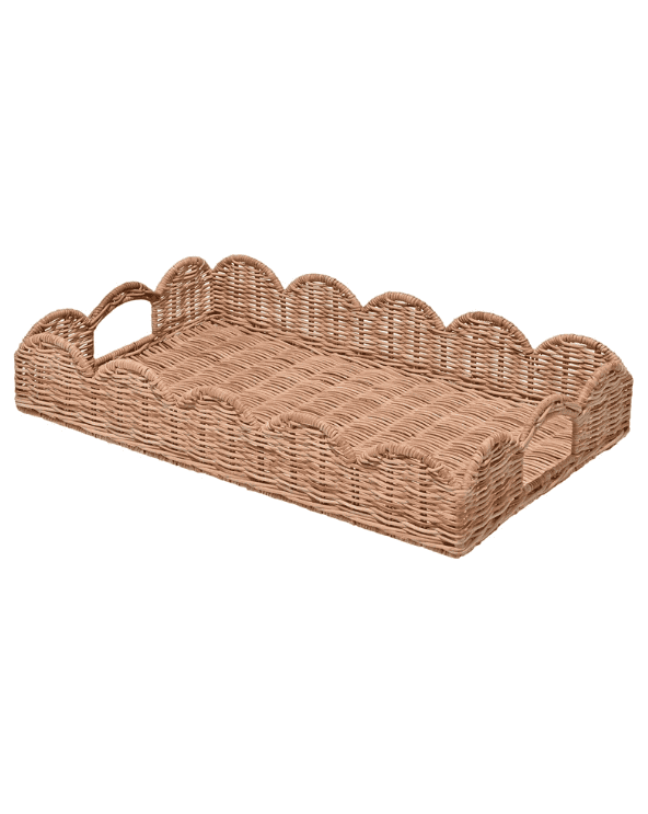 Scalloped Rattan Tray