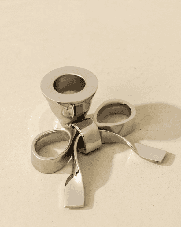 Silver Bow Taper Holder