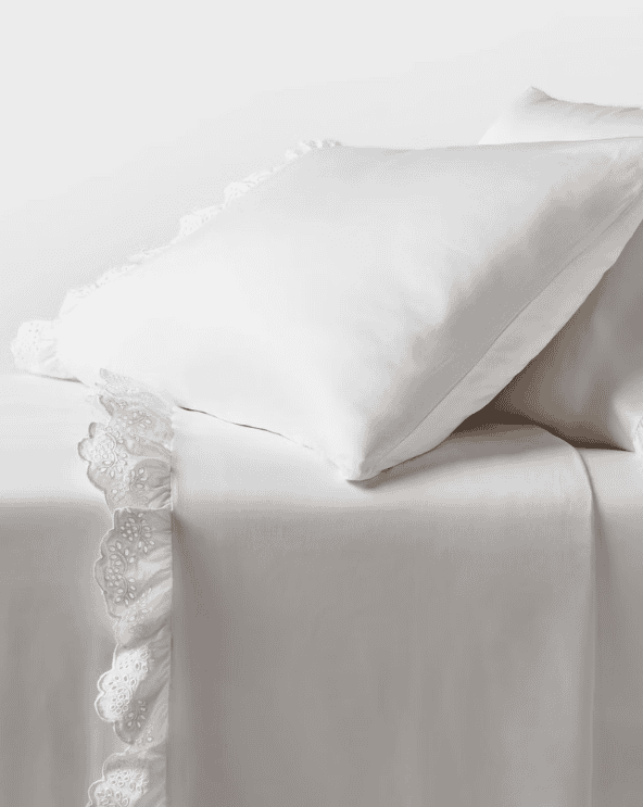 Eyelet Ruffle Hem Sheet Set