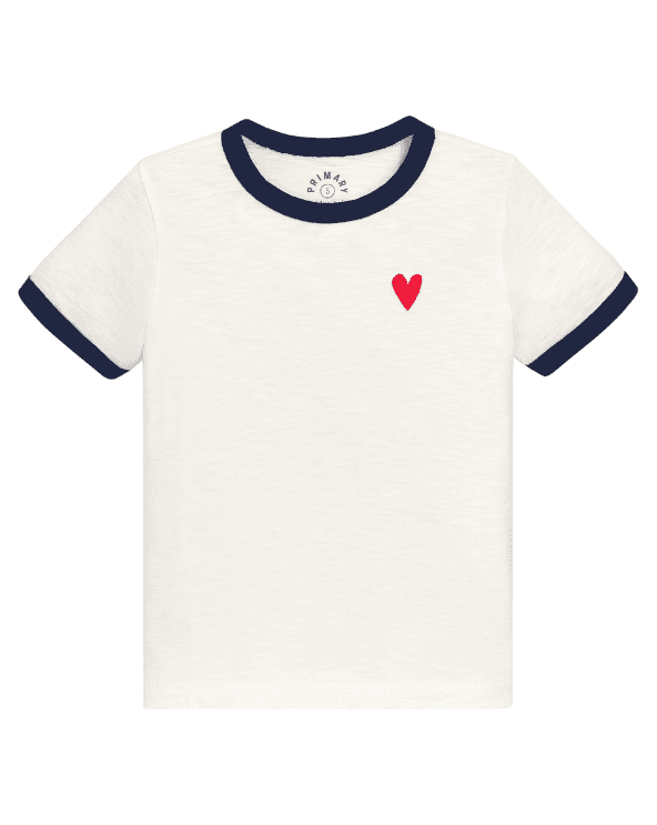 Kids Embroidered Heart Ringer Tee