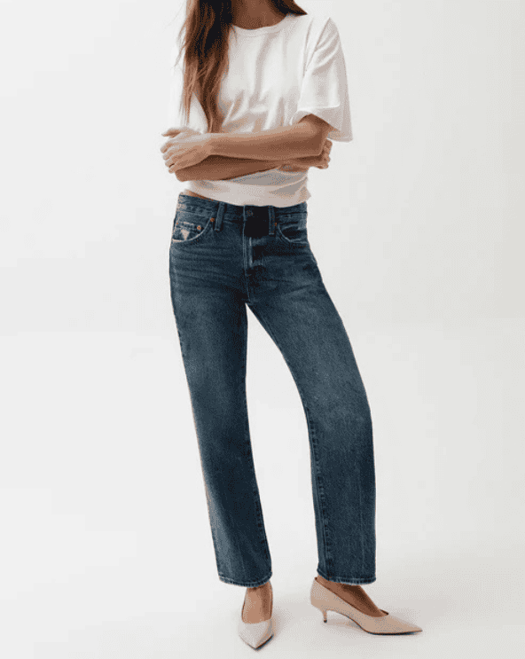 Lexi Mid Rise Bowed Straight Jean