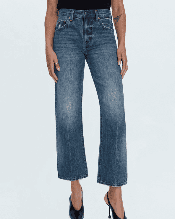 Lexi Mid Rise Bowed Straight Jean