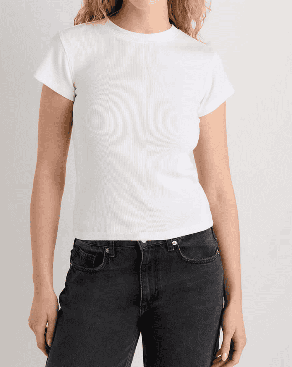 Organic Cotton Micro-Rib Crewneck Tee