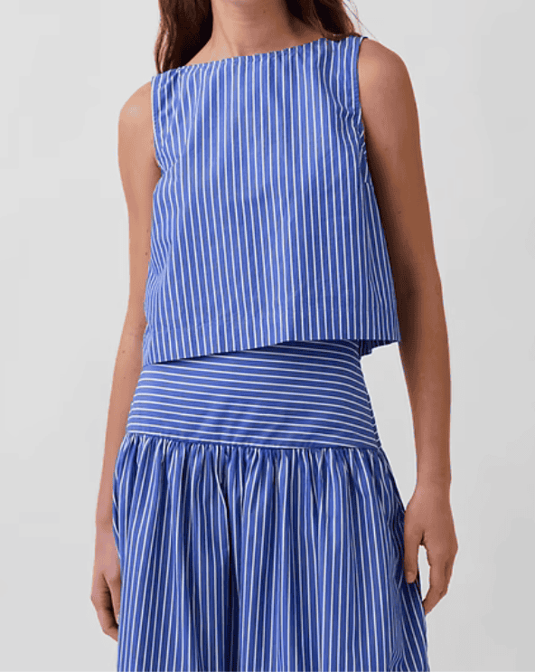 Poplin Boatneck Shell Tank Top