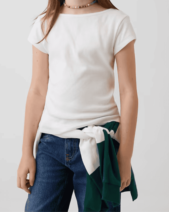 Cap-Sleeve Fitted T-Shirt