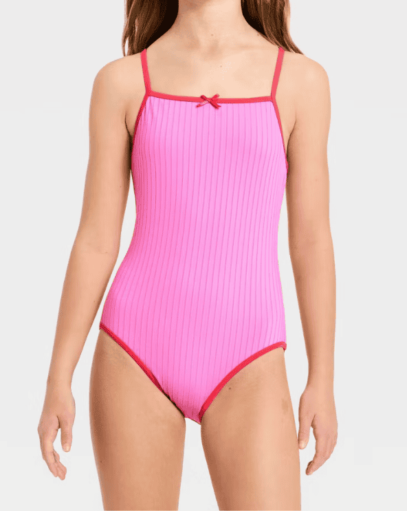 Ribbed Solid One Piece Swimsuit