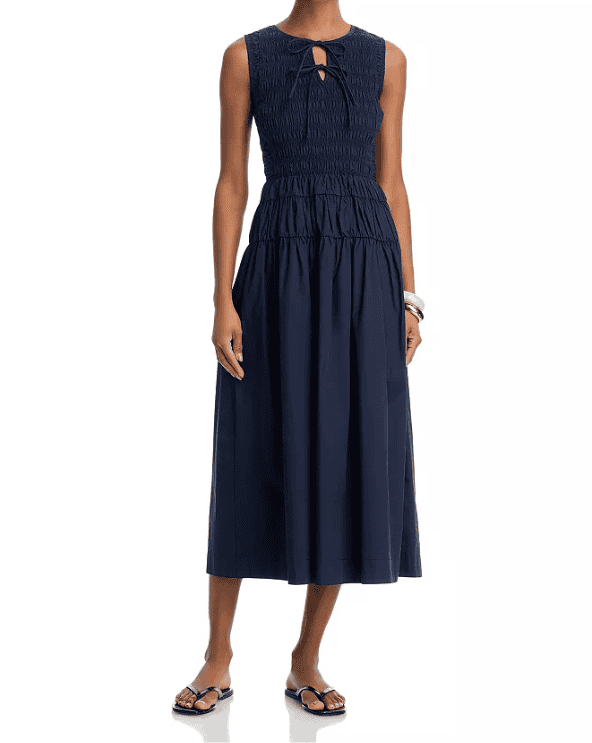 Shirred Waist Midi Dress