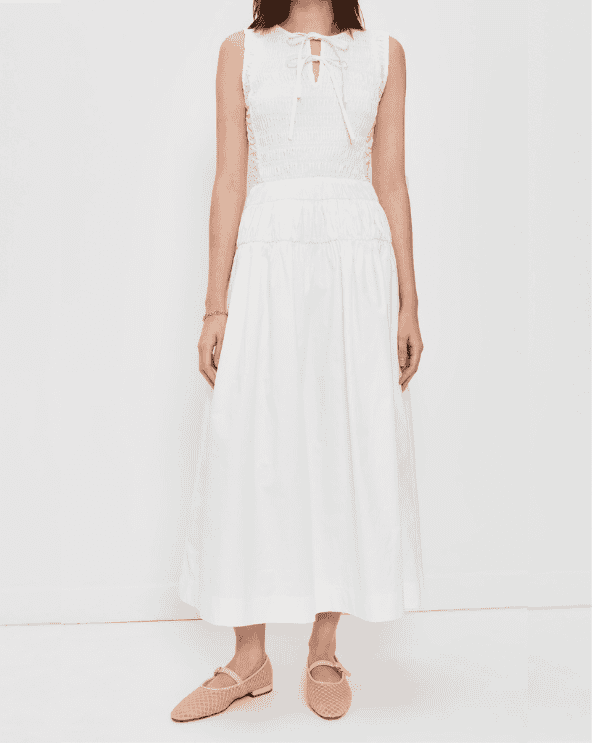 Smocked Shirred Midi Dress